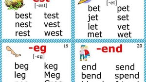 Letter E reading 17-20
-est, -et, -eg, -end