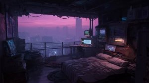 Skyrise Blade Runner Ambience  Cyberpunk Bedroom In The City  Focus Ambient Music  4 HOURS