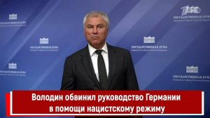 Володин обвинил руководство Германии в помощи нацистскому режиму