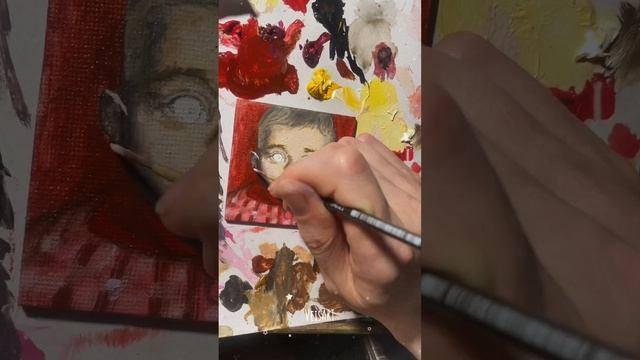 Рисую портрет маслом на минихолсте по старому чёрно-белому фото #портрет