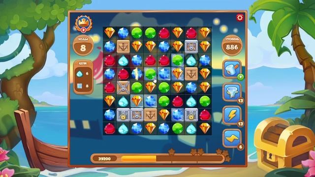 Как пройти уровень 886 игры Сокровища Пиратов смотреть онлайн