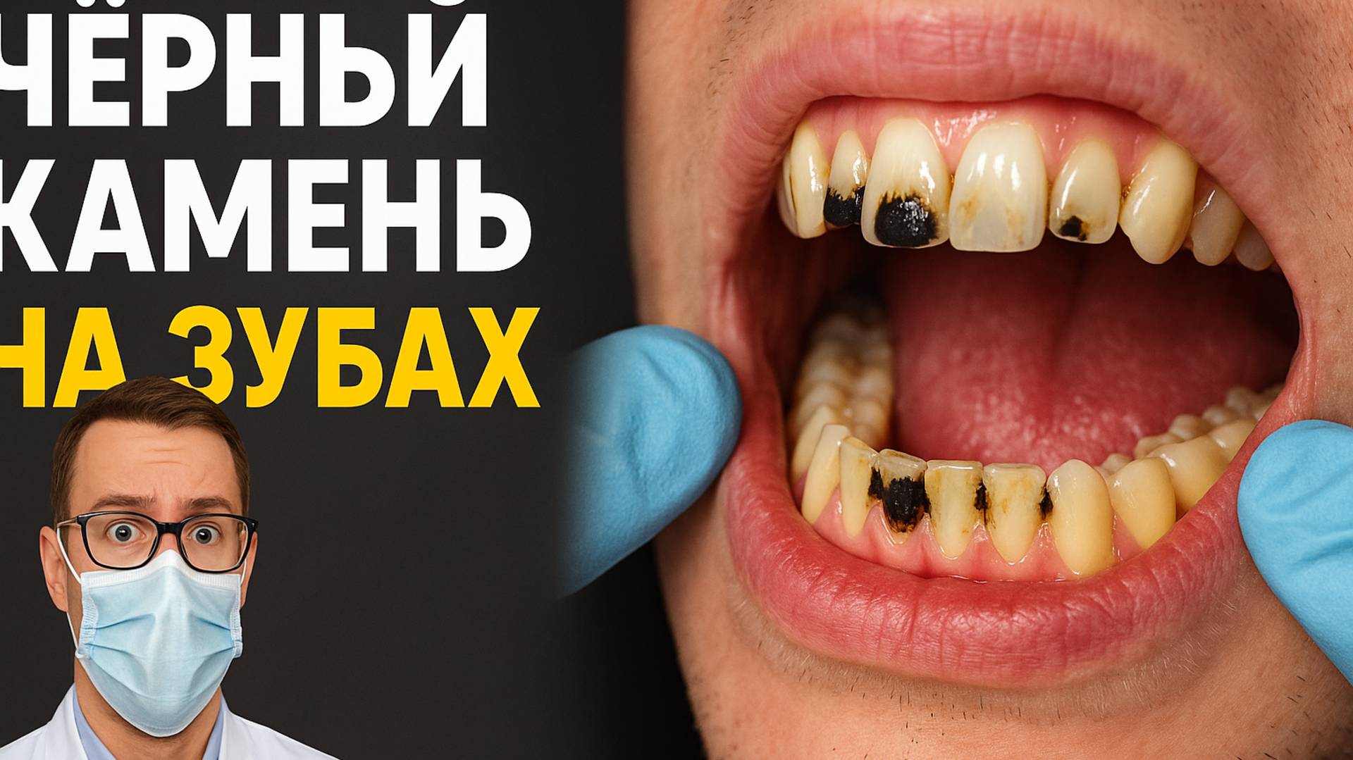 Чистка зубов от большого камня. Снятие камня. Профессиональная гигиена полости рта