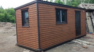 Дачный домик Люкс вагончик бытовка блок контейнер металлический 6 метровый в цвете Дуб 3D