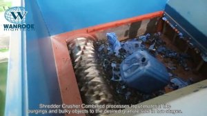 Одновальный шредер и дроилка серия PNDS-1000С для измельчения синих бочек, пластиковых комков