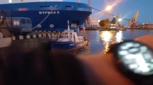 Часы на немецком здании. Никольская Часовня. Вход в Вольную гавань Калининградского Морского Порта.