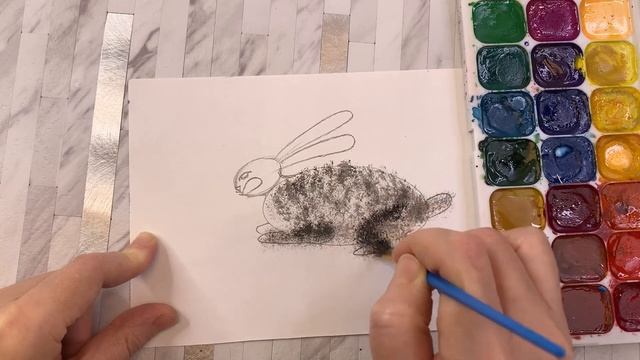 Как НАРИСОВАТЬ КОШКУ СОБАКУ ЗАЙЦА / техника СУХАЯ КИСТ смотреть онлайн