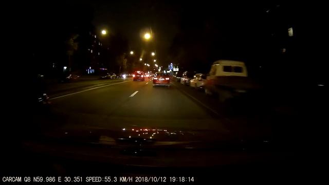 Пример видеозаписи с регистратора Каркам Carcam Q8 Вечер смотреть онлайн