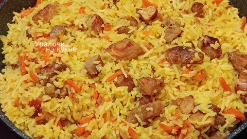 ПЛОВ на Сковороде Вкуснее, чем из Казана. РЕЦЕПТ ПЛОВА - рассыпчатый рис и нежные кусочки мяса!