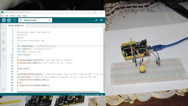 Keyestudio Super Learning Kit Урок №6 Кнопка смотреть онлайн