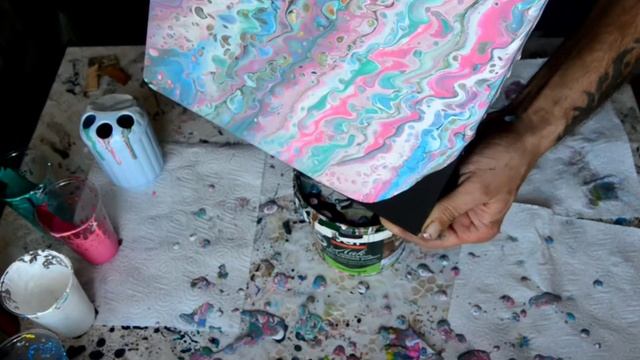fluid art.Создаём картину жидким акрилом при помощи стака? смотреть онлайн
