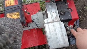 Пашем целину мотоблоком Угра у кума на даче.