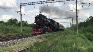 Паровоз Л-4302 с туристическим поздом Н. Новгород - Арзамас отправляется со станции Зимёнки