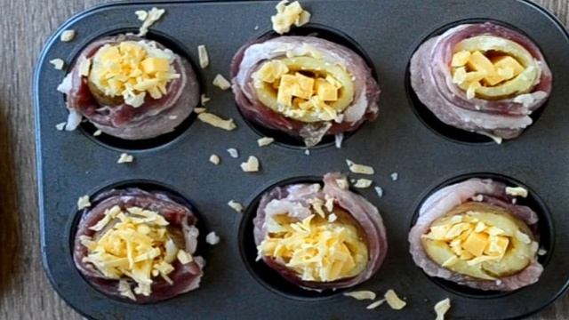 Картофельная бомба с сыром и беконом