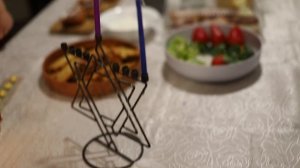 зажигание первой ханукальной свечи  Lighting the first Hanukkah cand