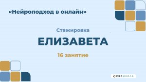 Стажировки. Елизавета. 16 занятие с 18 до 19 по мск (нейроподход в онлайн)