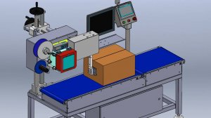 Аппликатор XQBI001 с он-лайн ТТ-принтером TSC 2231 для нанесения этикетки спереди продукта