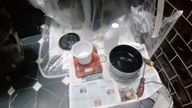Реставрация чёрной раковины чёрным акрилом!