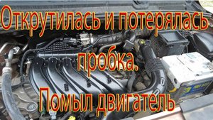 Открутилась и потерялась пробка. Помыл двигатель