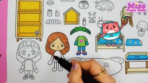 Раскраска Детской комнаты Тока Бока / Бумажная Тока Бока Схемы