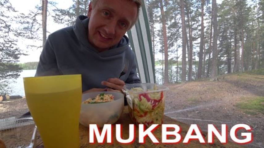 Мукбанг. Первый день в походе на Ладожском озере.