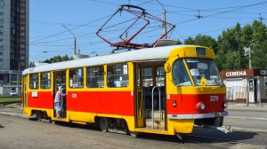 Трамвай Tatra T3SU-3270. Бескондукторный вагон. Покатушки по Барнаулу.