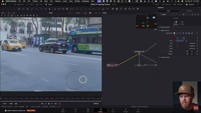 Клинап с использованием частотного разложения во вкладке [Fusion] в Davinci Resolve
