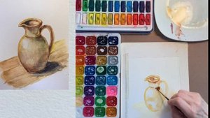 Как нарисовать глиняный кувшин акварелью. Первые шаги