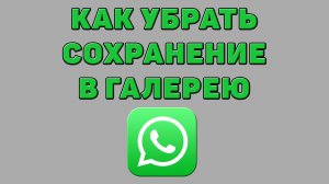 Как убрать сохранение в галерею в Ватсапе