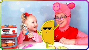 Играем в кухню! Лепим из пластилина плей до - вареники! Мама Свинка и Тома!