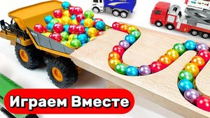 Играем в машинки и гонки шариков ! АСМР деревянные горки с шариками ! Видео для детей