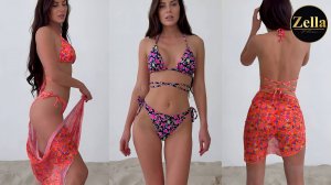 Яркое бикини с накидкой в испанском стиле: комплект для пляжа 3в1. Модный образ 2025.