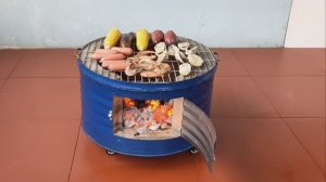 Бездымная печка мангал барбекю из бочки 3 в 1 Простая шикарная самоделка своими руками для дома дачи