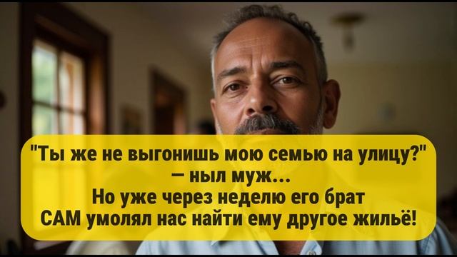 "Ты же не выгонишь мою семью на улицу?" — ныл муж...