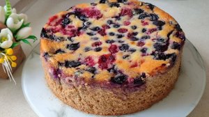 Пирог с ягодами со сметанной заливкой. Вкусно и просто