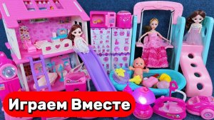 Игрушки мультики БАРБИ ! Кукольный домик Барби ! Горка для малыша Барби ! АСМР видео для детей