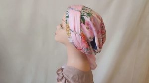 Шёлковый драпированный Тюрбан со съёмным платком под диагональными шлёвками  арт.112135