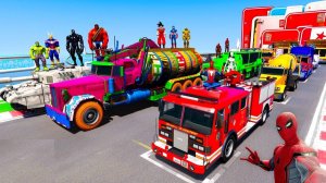 МУЛЬТИКИ ПРО МАШИНКИ ГОНКА МОНСТР ТРАК ПОЖАРНАЯ МАШИНА ГРУЗОВИК ДЛЯ ЧЕЛОВЕКА-ПАУКА И СУПЕРГЕРОЕВ