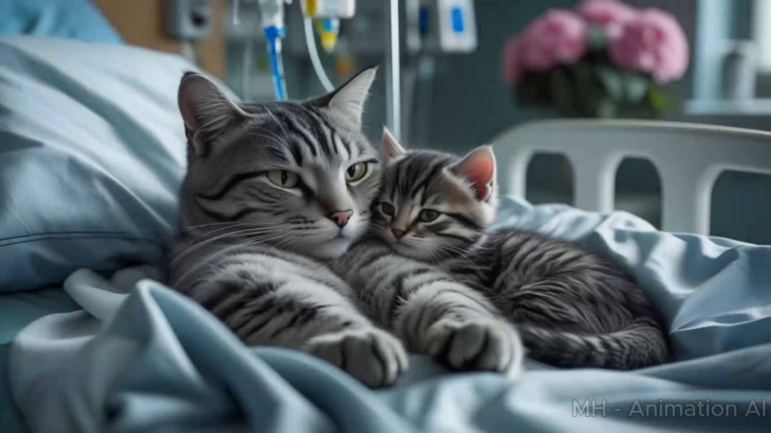 Котик заботится о маме