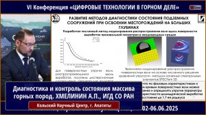Диагностика и контроль состояния массива горных пород на больших глубинах. ХМЕЛИНИН А.П.