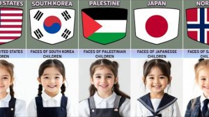 Kindergarten School Children’s Faces From Different Countries