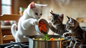 Котики готовят еду