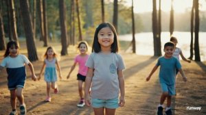 Children at a lakeside summer camp