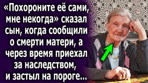 -Похороните её сами, мне некогда, - сказал сын, когда сообщили о смерти матери, а через время...