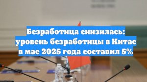 Безработица снизилась: уровень безработицы в Китае в мае 2025 года составил 5%
