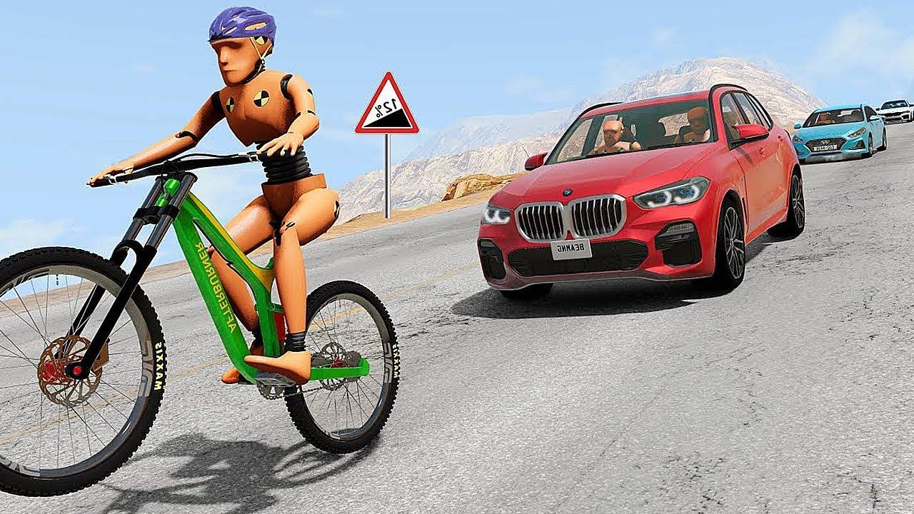 Страшные ДТП с велосипедистами. BeamNG Drive - Реалистичные автомобильные аварии и погони и ДТП.