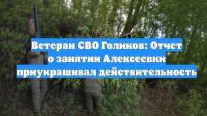 Ветеран СВО Голиков: Отчет о занятии Алексеевки приукрашивал действительность
