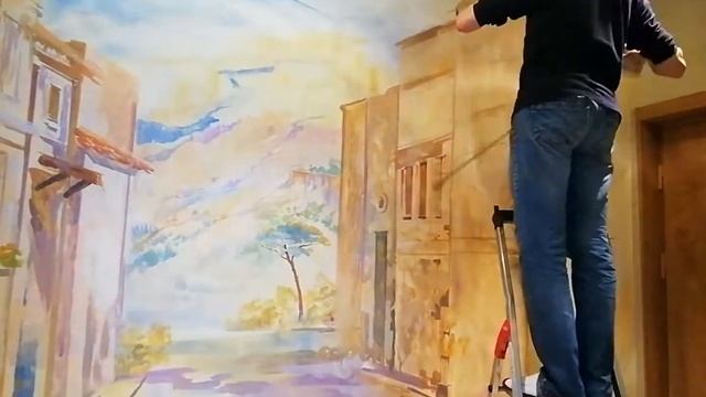 Роспись стены акрилом. Художник Дмитрий Костылев