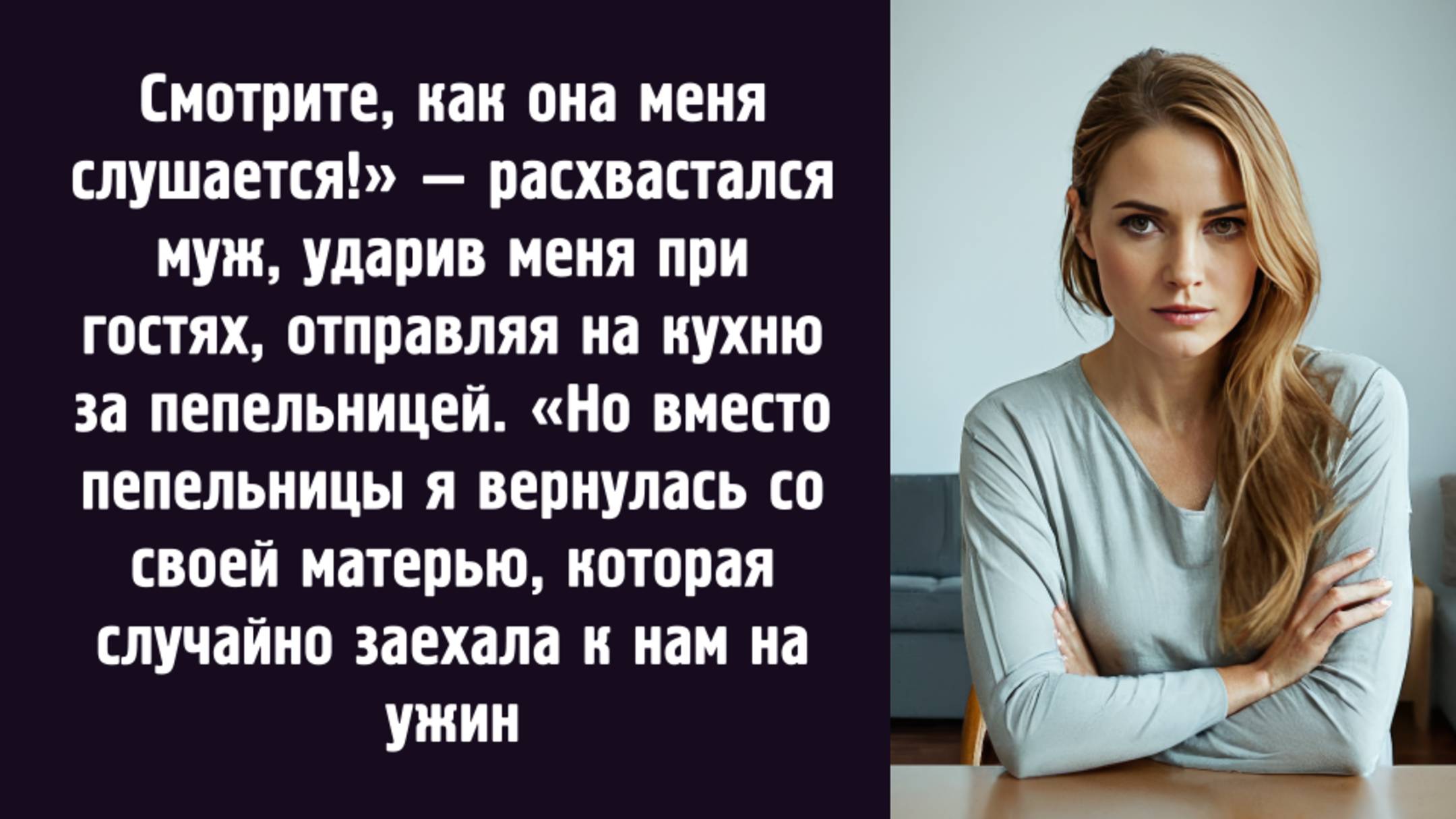 Смотрите, как она меня слушается! Муж ударил меня при гостях и отправил на кухню. Когда я вернулась
