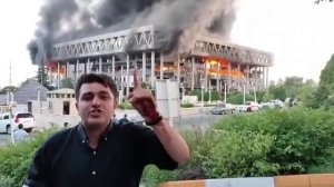 Здание иранского государственного телевидения после израильского удара.