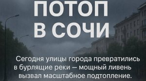 ПОТОП В СОЧИ сегодня улицы превратились в бурлящие реки, а на Красной Поляне пошел снегопад